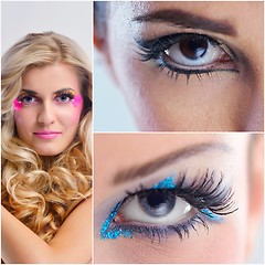 Image showing collage photo of Beautiful Woman with  Luxury Makeup