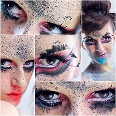 Image showing collage photo of Beautiful Woman with  Luxury Makeup