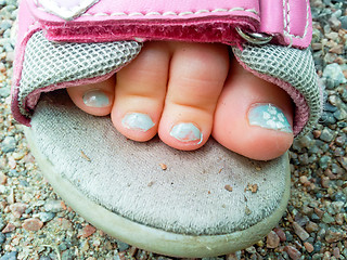 Image showing Pedicure on child's toes