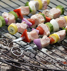 Image showing Ham Kabobs On The Grill