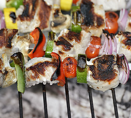 Image showing Ham Kabobs On The Grill