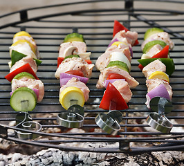 Image showing Ham Kabobs On The Grill 