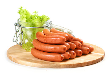 Image showing sausages on cutting board