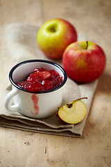 Image showing cup of apple and berry jam