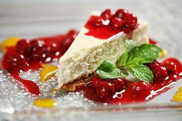 Image showing cheesecake with cherries