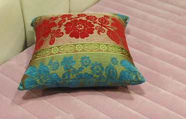 Image showing Pillow on a pink matress