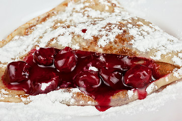 Image showing pancakes with cherries