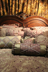Image showing Double bed with beautiful linen