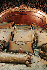 Image showing Double bed with beautiful linen