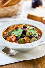 Image showing Bean with zucchini and  carrot soup