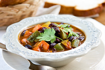 Image showing Bean with zucchini and  carrot soup