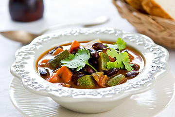 Image showing Bean with zucchini and  carrot soup