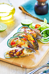 Image showing Baked Mussel with cheese