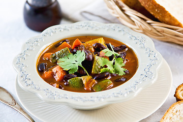 Image showing Bean with zucchini and  carrot soup