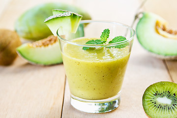 Image showing Melon with Kiwi smoothie