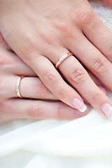 Image showing Hands with rings of a wedding couple