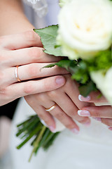 Image showing Hands with rings of a wedding couple 