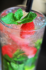 Image showing Strawberry mohito cocktail