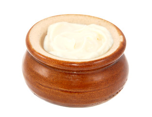 Image showing Mayonnaise served in a small ceramic pot