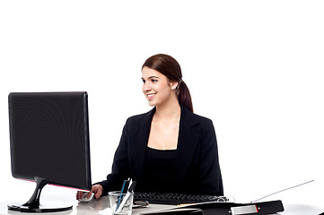 Image showing Pretty businesswoman at work