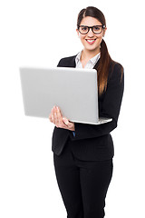 Image showing Business lady working on laptop