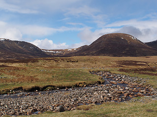 Image showing River Calder, Glen Banchor, Scotland highlands in spring