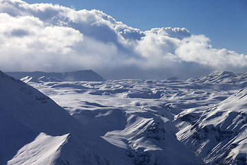 Image showing Snow plateau in clouds