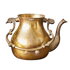 Image showing Ancient Indian copper teapot with patterns