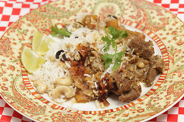 Image showing Lamb curry dinner