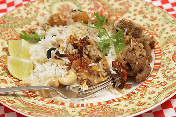 Image showing Lamb biryani dinner