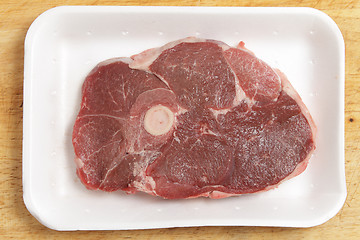 Image showing Lamb leg chop on tray