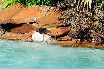 Image showing Swimming pool waterfall