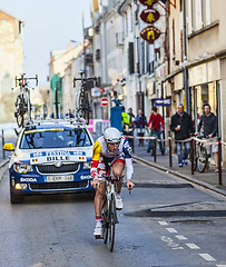 Image showing The Cyclist Bille Gaëtan- Paris Nice 2013 Prologue in Houilles