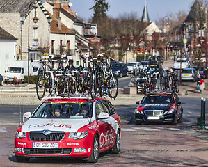 Image showing Row of Technical Teams Cars- Paris Nice 2013