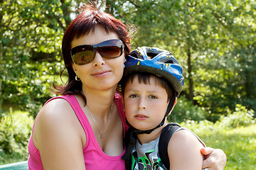 Image showing Mother and her son outdoor