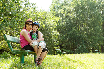 Image showing Mother and her son outdoor