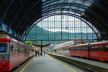 Image showing Railway station in Bergen city Norway