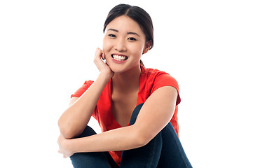 Image showing Pretty asian girl smiling heartily