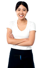 Image showing Portrait of smiling asian waitress