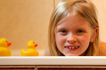 Image showing Portrait with bath duck