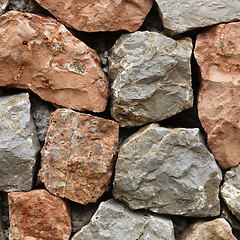 Image showing Rough hewn stone forming a wall