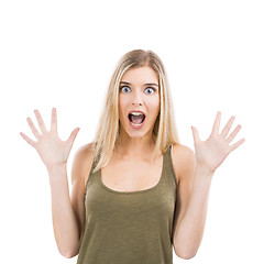 Image showing Beautiful girl with a astonished expression