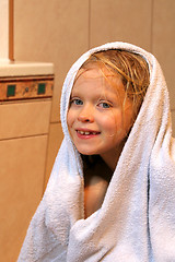 Image showing Little girl with towel