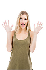 Image showing Beautiful girl with a astonished expression