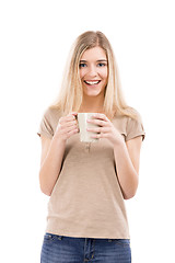 Image showing Beautiful woman with a cup of coffee