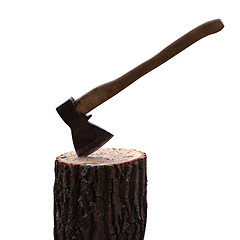 Image showing Log with axe