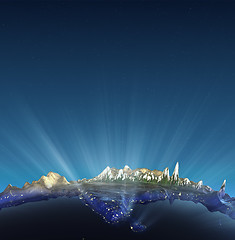 Image showing India real relief glow over Himalayas