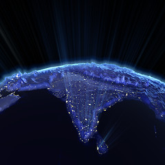 Image showing India real relief at night