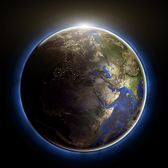 Image showing Globe sunset