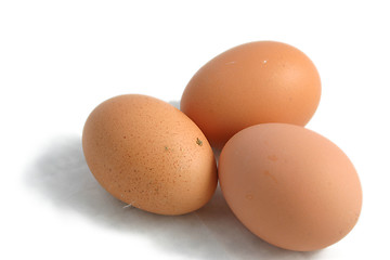 Image showing three hens eggs